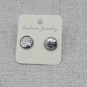 Women's Silver Mermaid Fish Scale Postback Handmade Stainless Steel Earrings